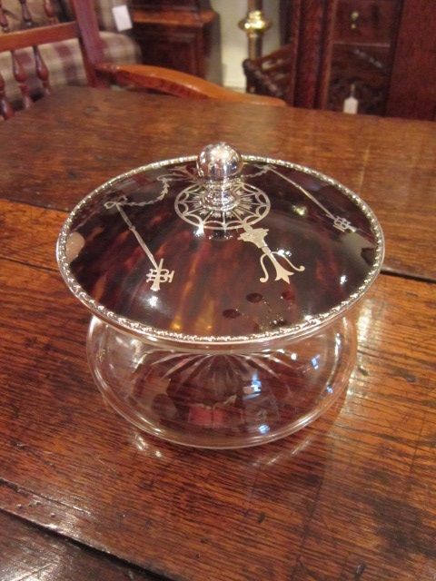 Superb George V Silver & Tortoiseshell Table Jar