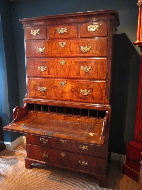 Stunning George II Period Walnut Secretaire Chest on Chest