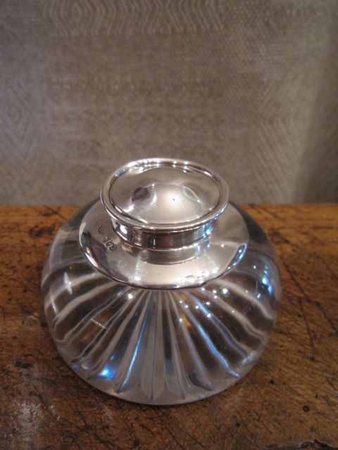 Top Quality Victorian Silver Topped Inkwell/paperweight