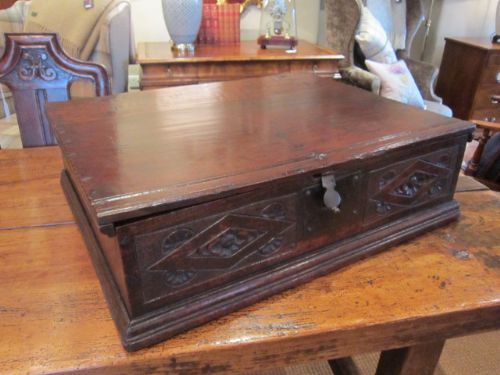 Very Original William & Mary Period Oak Deed Box