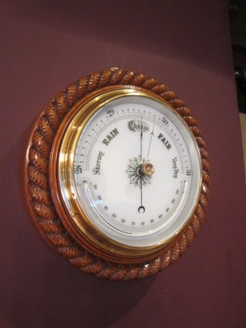 Superb Mid Victorian Polished Oak Ship's Barometer