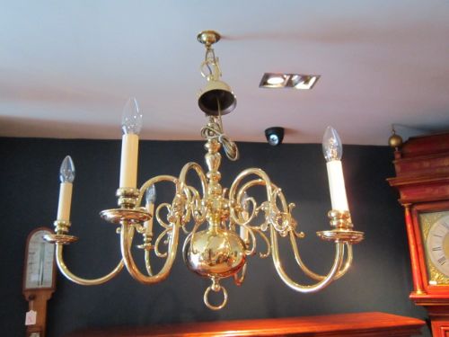 Top Quality Edwardian Period Polished Brass Chandelier