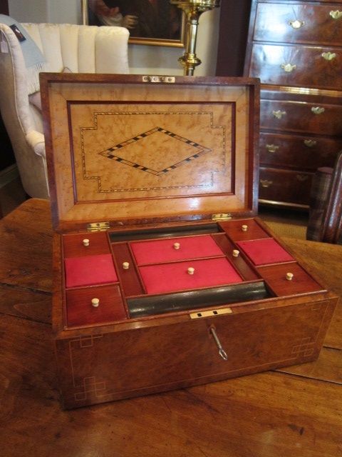 Top Quality Mid Victorian Amboyna Work Box