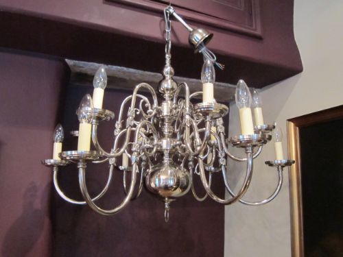 Superb Edwardian Period Nickel Plated Chandelier