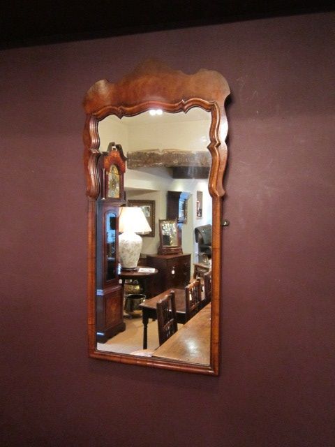 Early Victorian Figured Walnut Wall Mirror
