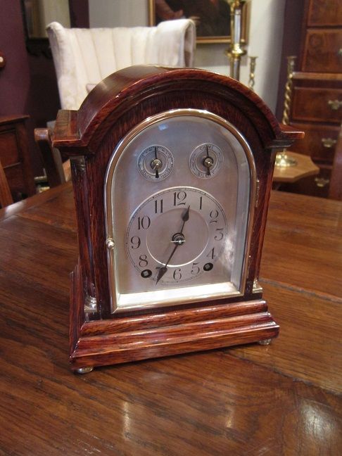 19th Century Polished Oak Striking Mantel Clock