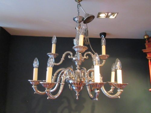 Superb Edwardian Nickel Plated Two Tier Chandelier