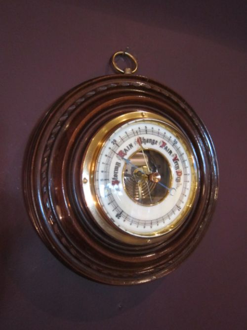 Quality Victorian Polished Mahogany Aneroid Barometer