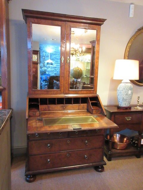 Stunning William & Mary Period Walnut Bureau Bookcase
