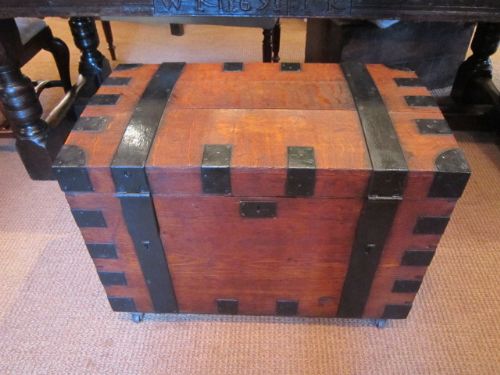George III Period Scottish Oak & Steel Trunk