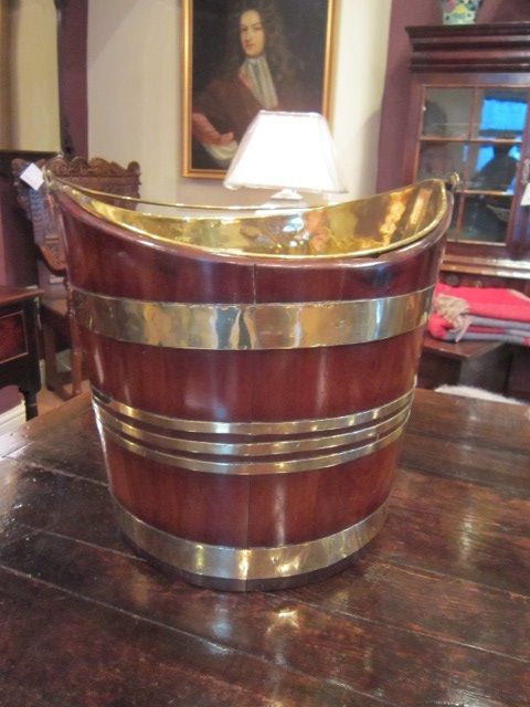 Superb George III Period Brass Bound Peat Bucket