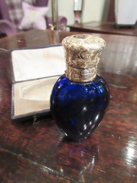 Superb Early Victorian Bristol Blue Boxed Scent