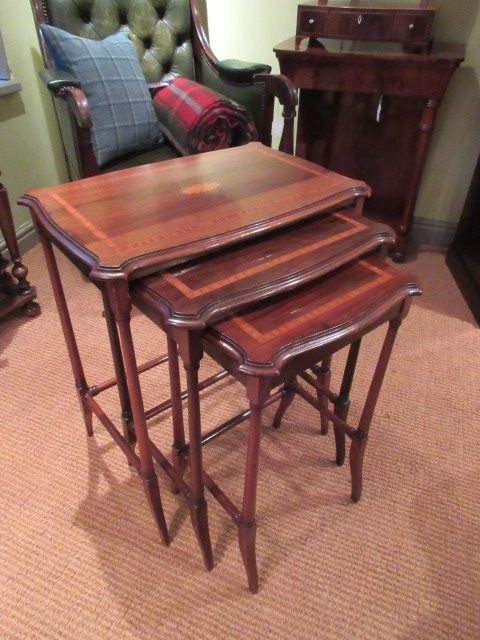 Edwardian Nest of Three Sheraton Inlaid Tables