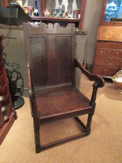 Very Original James II Period Oak Wainscot Armchair