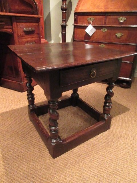 Very Unusual James II Period Oak Low Table