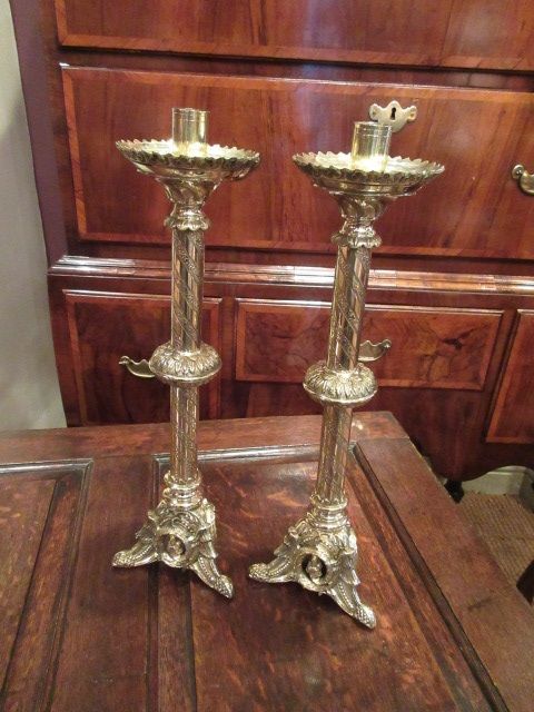 Pair of Early Victorian Church Candlesticks