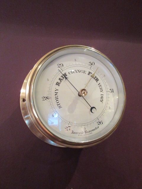 Victorian Polished Brass Bulkhead Marine Barometer