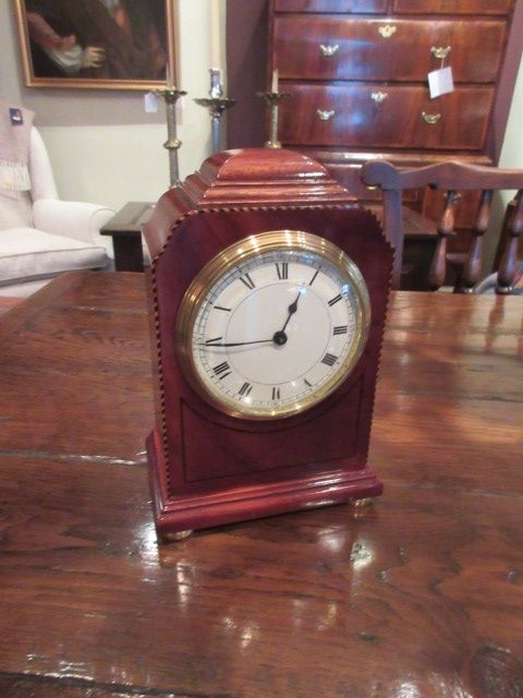 Edwardian Period Herringbone Inlaid Mantel Clock