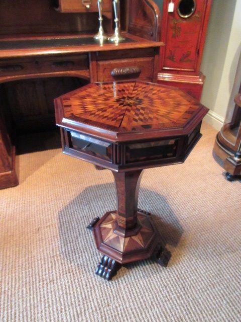 Stunning Early Victorian Parquetry Inlaid Sewing Table