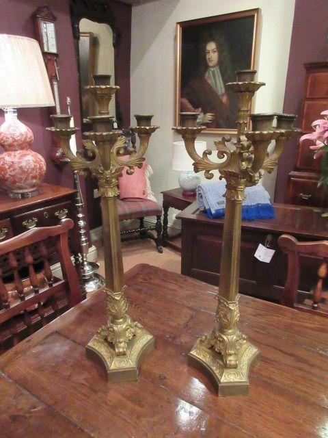 Stunning Pair of 19th Century Gilt Ormolu Candleabra