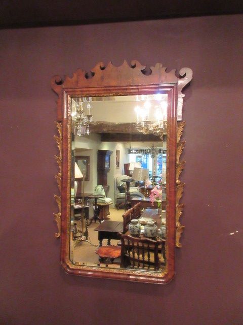 Superb George III Period Figured Walnut Mirror