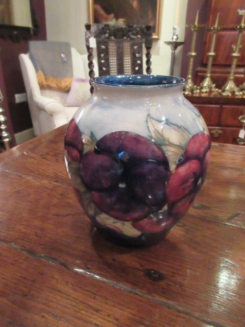 Early Moorcroft Pansy on Grey Vase