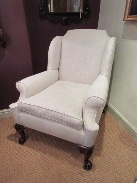 George III Style Upholstered Wing Armchair