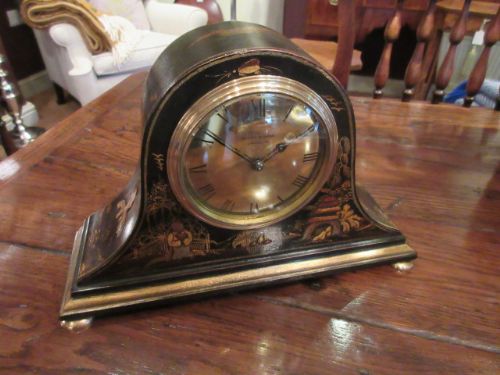Edwardian Chinoserie Lacquered Mantel Clock