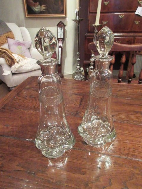 Pair of George V Silver Mounted Port Decanters