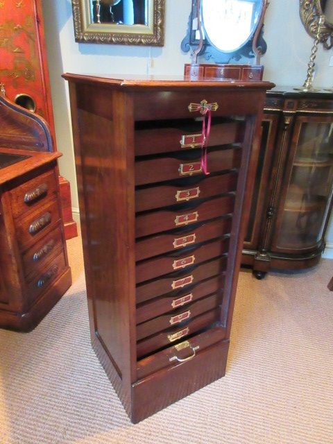 Superb Late Victorian Polished Mahogany Filing Cabinet
