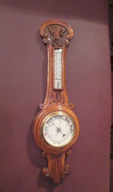 Small Victorian Polished Oak Banjo Barometer