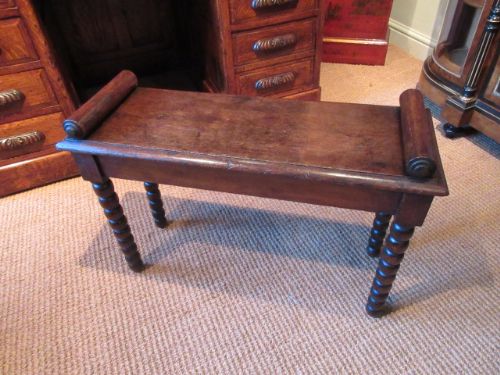 Small Early Victorian Oak Hall Bench