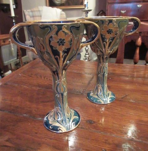 Pair of Art Nouveau Mcintyre Moorcroft Chalices