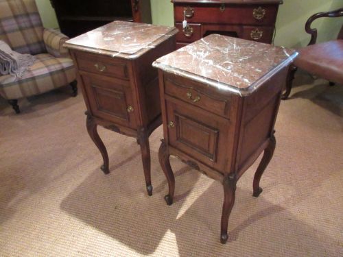 Pair of Victorian Marble Topped Bedside Cabinets