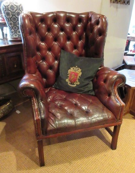 Superb Edwardian Leather Chesterfield Wing Armchair