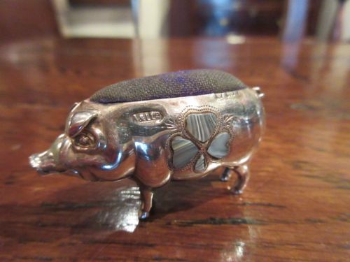 Rare George V Period Silver Irish Themed Pin Cushion