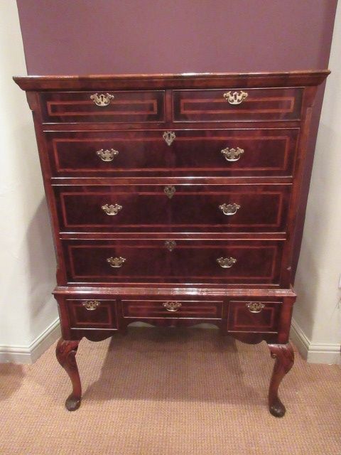 Superb George I Period Figured Walnut Chest on Stand