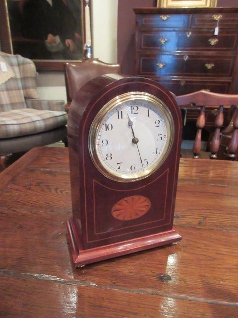 Edwardian Period Arched Top Inlaid Mantel Clock