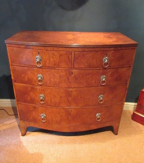 Fine Regency Period Burr Walnut Bow Front Chest