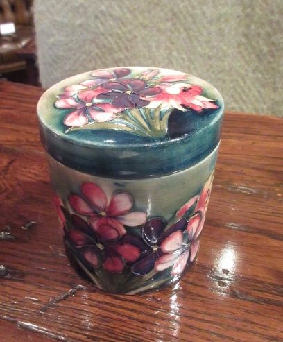 Moorcroft Freesia Pattern Lidded Pot.