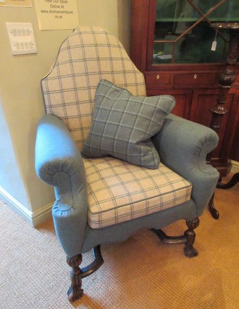 William & Mary Style Upholstered Shaped Armchair