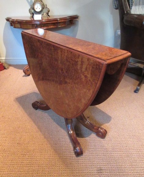 Superb Mid Victorian Burr Walnut Sutherland Table