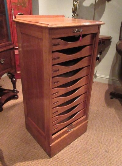 1920'S Polished Oak Tambour Fronted Filing Cabinet