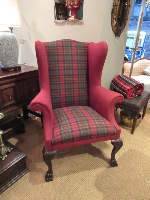 Early Victorian Upholstered Wing Back Armchair