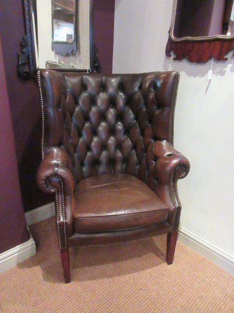 1930'S Leather 'Porter's Hall Wing Armchair