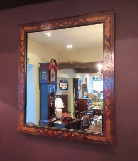 George III Period Marquetry Inlaid Wall Mirror