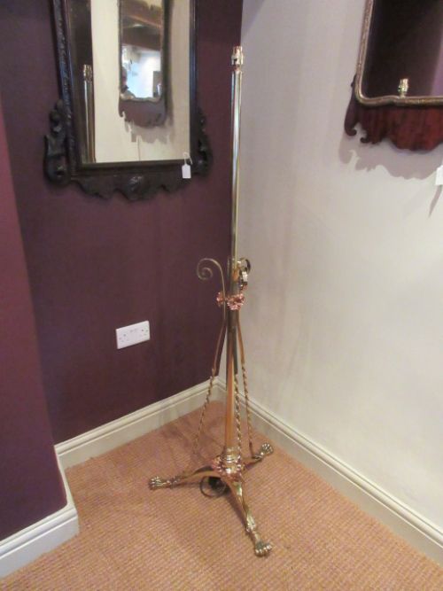 Art Nouveau Period Brass & Copper Lamp Standard