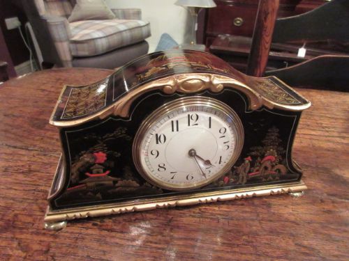 Edwardian Period Lacquered Chinoserie Mantel Clock