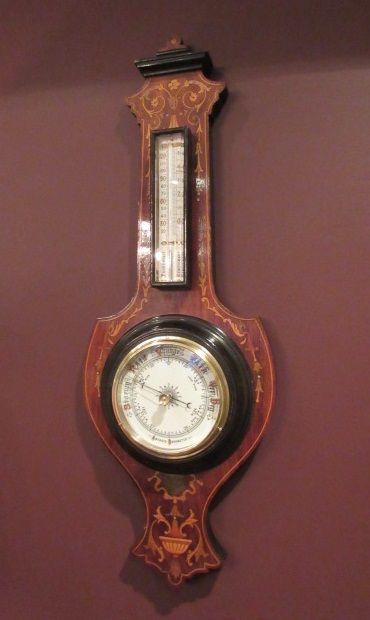 High Quality Edwardian Rosewood Inlaid Banjo Barometer