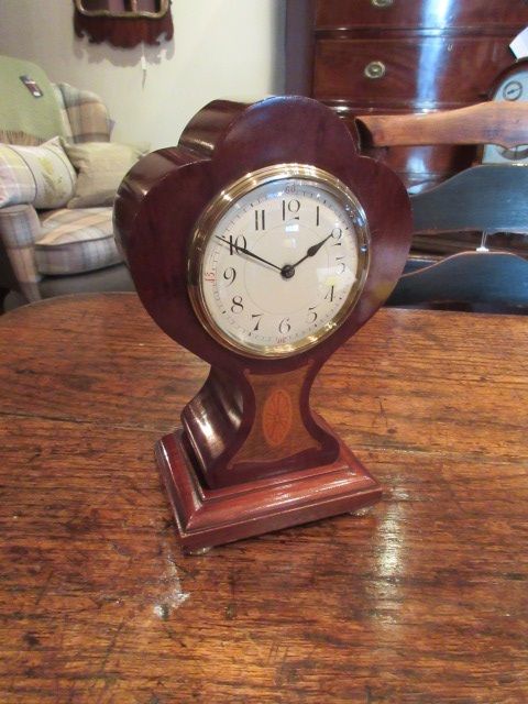 Art Nouveau Period Fruitwood Inlaid Mantel Clock